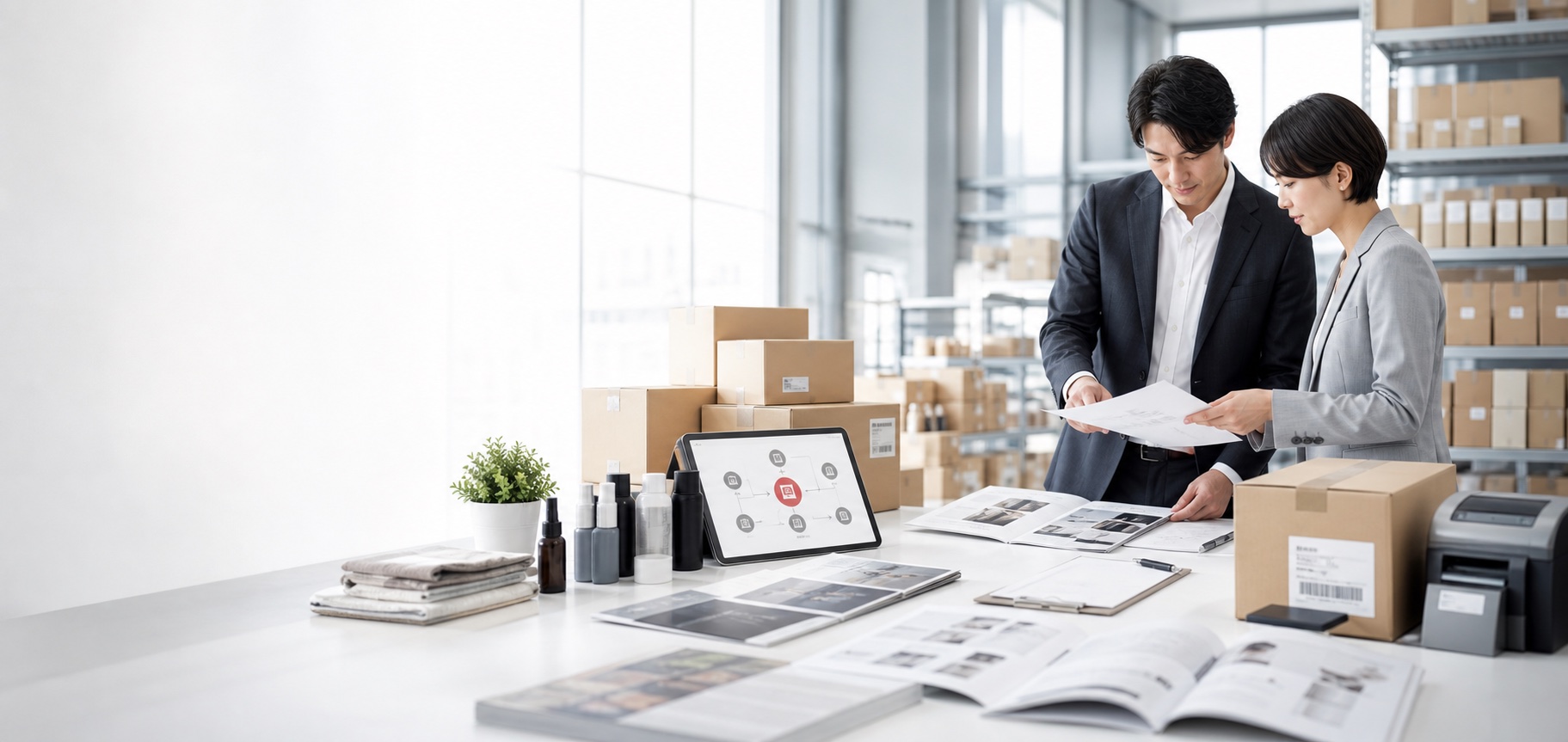 法人取引と商品出荷までの業務フローイメージ